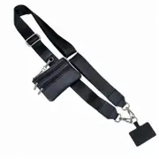 Phone Strap with Zippered Pouch Adjustable Design Wear Resistant Wide Application Wallet Crossbody Black