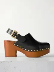[Chloé] Chloé - Jeannette Studded Leather Slingback Platform Clogs - Black - IT39 IT 39 Black