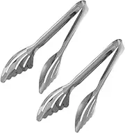 iplusmile 2pcs Stainless Steel Food Tongs Clam Shell Serving Tongs for Grilling Appetizers Desserts Salads Cooking Easy to Clean Versatile Kitchen Accessory