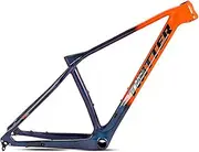 Full Carbon MTB Frame 27.5er 29er XC Hardtail Mountain Bike Frame 15'' 17'' 19'' Internal Routing Discoloration Disc Brake Bicycle Frame,for Thru Axle 12x142/148mm (Color : Orange, Size : 29x15'')