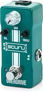 SCURU Guitar Overdrive Effects Pedal GAIN/VOL/Treble DC 9V 6.35mm Input/Output face Response Classic Overdrive Effect Electric Guitar Overdrive Effector with True Bypass DarkGreen One Size