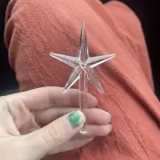 Vtg Star Clear Medium 5 Point Topper Ceramic Christmas Tree 2.75” Tall x 1-5/8”