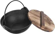 GOOHOCHY Japanese Style Iron Sukiyaki Pot Outdoor Cooking Pot for Soup and Ramen Durable Cast Iron Design with Lid Lightweight and Portable Cookware