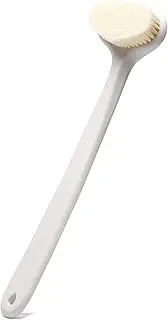 Bath Body Brush with Comfy Bristles Long Handle Gentle Exfoliation Improve Skin's Health and Beauty Wet or Dry Brushing Back Scrubber for Shower (White)