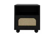 Dialga 45cm Rattan Bedside Table with Storage - Black