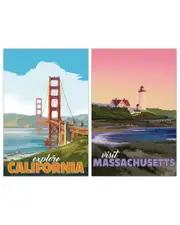 Empire Art Direct Bicoastal Beauty Frameless Free Floating Tempered Glass Panel Graphic Wall Art Set of 2