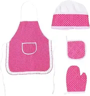 Holibanna Children's Cooking Set Chef Costume Apron Hat Mitt White for Role-playing Games