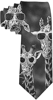 [COLORFULSKY] Tie Funny Neckties Colorful Funny Giraffes Set Fashion Wide Novelty Neck Ties For Men teen