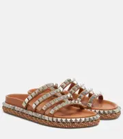 [Christian Louboutin] Christian Louboutin Pyra Hallulila studded leather slides AU 7 brown