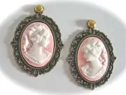 dollhouse doll house miniature PICTURE FRAME SET CAMEO WOMEN PINK WHITE GOLD