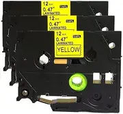 TZ-631 TZe-631 Black on Yellow Compatible for Brother P-Touch TZ TZe Tape Label 12mm(0.47 Inch) x 8m (26.2ft) (3PK)