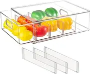 Abiudeng Stackable Refrigerator Organizer Bins with Pull-out Drawer,Clear Fridge Drawer Organizer with Handle,Plastic Food Container Set for Kitchen organizer