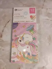 Unicorn Watercolor Book Pocket Children's Travel Kit 12 Different Sheets New