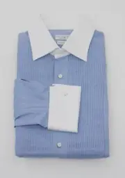 NWT$945 Brunello Cucinelli Mens "Slim Fit" 2-Tone Tuxedo Dress Shirt Size M A201