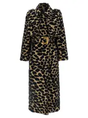 [Balmain] Balmain-Leopard Jacquard Trench Coat Trench E Impermeabili Multicolor-Donna 36FR