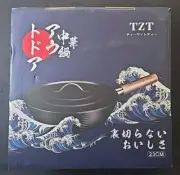 Non-Stick Cast Iron Wok Small Wok Pan with Iron Lid Wodden Handle