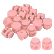 60Pcs 0.6" Dia Cord Locks Double Hole Cord Fastener Pink