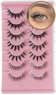 Marfs False Eyelashes Wispy Lashes Curl C (3- Styles) Eyelashes Natural Look 7 Pairs Thickness 0.07mm Handmade false eyelash hair 3D Faux Mink Lashes