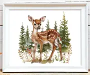 Nursery Wall Art Print, Cute Fawn Print, Kids Room, Baby Wall Art Decor Print #5