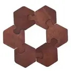 6Pcs Wooden Puzzle Cup Mat Insulated Jigsaw Tea Coffee Coaster Kitchen Bar