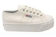 Superga Womens 2790 Tumbled Leather Platform Lace Up Shoes