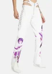 [Namilia] White Cyber Dolphin Lace-Up Trousers