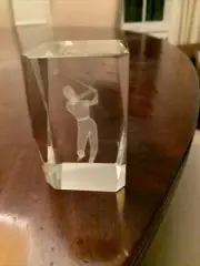Golf PAPERWEIGHT Women Golfing 3” Lucite
