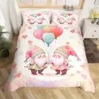 Day Duvet Cover Set Single Size, Gnome Couples Bedding Set 2pcs for Girls