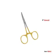 5" Extra Large Loop Hemostat Locking Pliers Clamp Forceps Curved w/ Half Gold