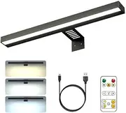 Wireless LED Wall Light, Rechargeable Painting Light, 3 Colours Dimmable Picture Light Touch &Remote Control, Display Lamp with Timer for Picture Frame Art Dartboard Gallery Cabinet Mirror (Black)