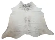 Cowhide Rug Light Grey White Brindle Brazilian Hair On Cow Hide 7.3ft x 7ft