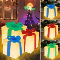 在飛比找蝦皮商城精選優惠-3 件套聖誕七彩燈折疊禮物盒 / Led 透明燈箱 / 壁爐