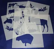 Moose and Moose Head Stencils -Mylar 6 Pieces of 14 Mil 8" X 10" - Painting /Cra