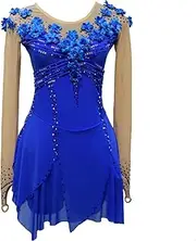 [Zagitova] Figure Skating Dress for Girls Applique with Shiny Rhinestone Patchwork Womens Competition Dance Outfits