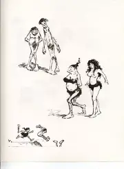 1978 Black & White Plate "Cave Man and Women" by Frank Frazetta GGA Print