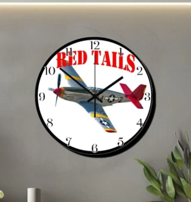 Tuskegee Red Tails Art Wall Hanging Clock Time Piece WWII Pilots