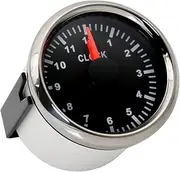 SKMWLMRAJ 52mm Waterproof Clock Gauges Silver Black 0-12 Hours Red Backlight Instrument Panel Hour Meter for Car Boat Yacht 9-32V Automobile Tachometer(810-00299)