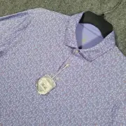 Hickey Freeman Golf Polo Mens Large Purple Desert Cactus Print Performance