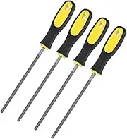 uxcell 4-Pack Round Metal File 6 Inch, High Carbon Steel File Diamond File Hand File W PVC Grip Handle for Wood/Metal/Ceramic/Glass/Stone/Jewelry/Tile/Model/DIY/Sharpening File