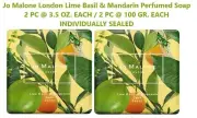 2 PC Jo Malone London LIME Basil & Mandarin Perfumed Soap 2 X 3.5 oz Sealed Soap