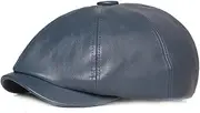 [KDUPUP] Men's Newsboy Flat Cap Faux Leather Cabbie Beret Newsboy Hat Ivy Cap Gatsby Hat PU Leather Winter Duckbill Cap