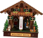 GANAZONO Barometer Outdoor Thermometer Hanging Thermometer House Thermometer Wall Weather House Wall Mount Thermometer Sauna Thermometer and Hygrometer Outdoor Wall Thermometer Wooden