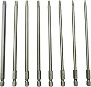 Long Torx Security Screwdriver Bit Set - 6 Inch Length T8 T10 T15 T20 T25 T27 T30 T40 S2 Steel Security Head Drill Screw Driver Set (8Pcs 150mm)