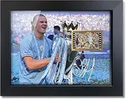 sufenvera Signed Erling Haaland Framed Poster,Erling Haaland Film Photo Collage Display,Gifts for Soccer Fans on Birthday Christmas 8x6 Inches