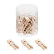 30pcs Wooden Push Pins, Thumb Tacks Decorative Pushpin with Clip for Craft Art