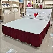 Elasticated Bed Skirt,Wrap Around Bed Skirts, Valance Sheet Double Elastic Bed Ruffles Bed Skirt Wrap Around Style Easy Fit Ruffle Bed Skirts Corners Fade Resistant Solid Color(Red,100x200x40cm)