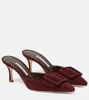 [Manolo Blahnik] Manolo Blahnik Maysale 70 suede mules AU 10 red