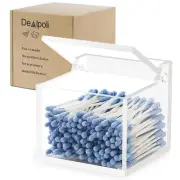 Clear Acrylic Qtip Holder With Lid Cotton Balls Swab Organizer,Square Q Tip S...