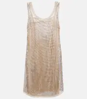 [Prada] Prada Crystal-embellished mesh minidress AU 6 multicoloured