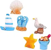 GAROZATION Resin Sailboat Model Miniature Decoration Kit Seashell Conch Coastal Decor for Home